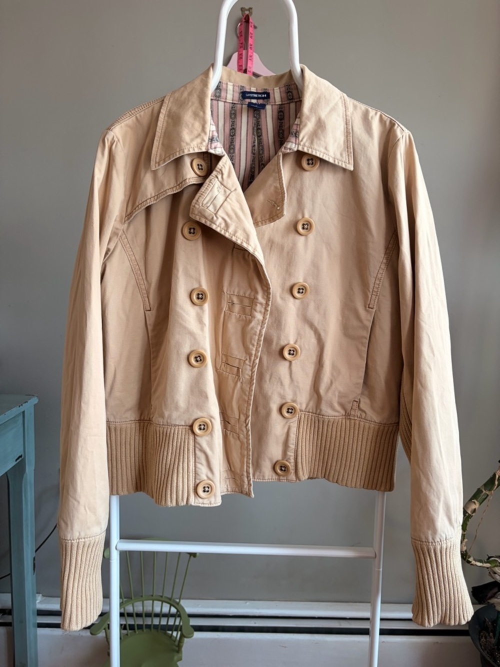 GAP Women's Beige Double-Breasted Trench Jacket